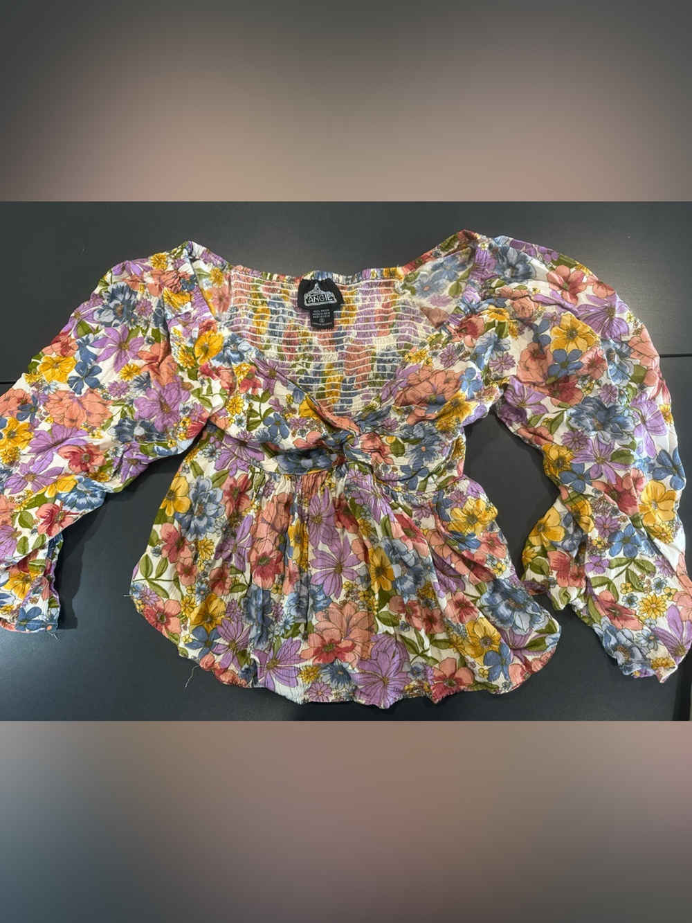 Angie Multicolor Floral Cropped Top